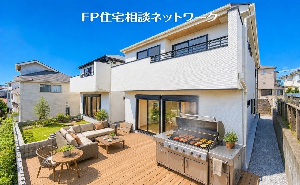 家族をつなぐ木のテラス ♪（本画像はAI加工済みであり、家具等はなく価格にも含まれていません）