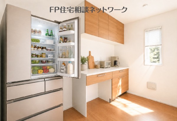 すっきりと暮らすキッチン ♪（本画像はAI加工済みであり、家具等はなく価格にも含まれていません）  