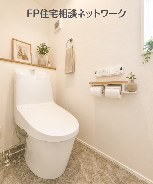 各階トイレ完備で快適。（本画像はAI加工済みであり、現地に家具等はなく価格にも含まれていません）